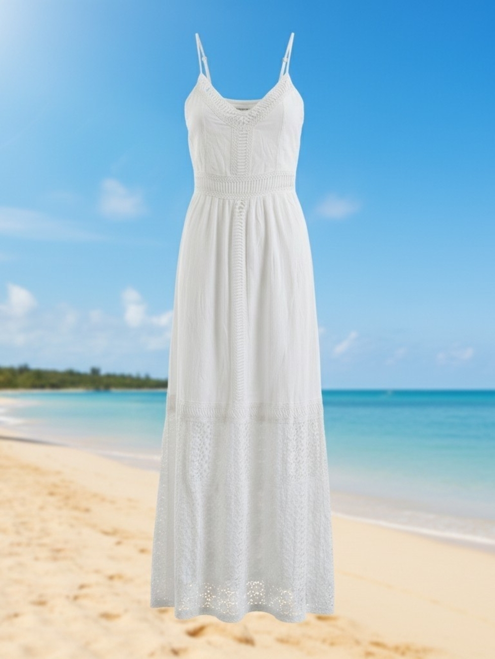 Abercrombie & Fitch White Crochet-Detail Maxi Dress - Picture 1 of 9